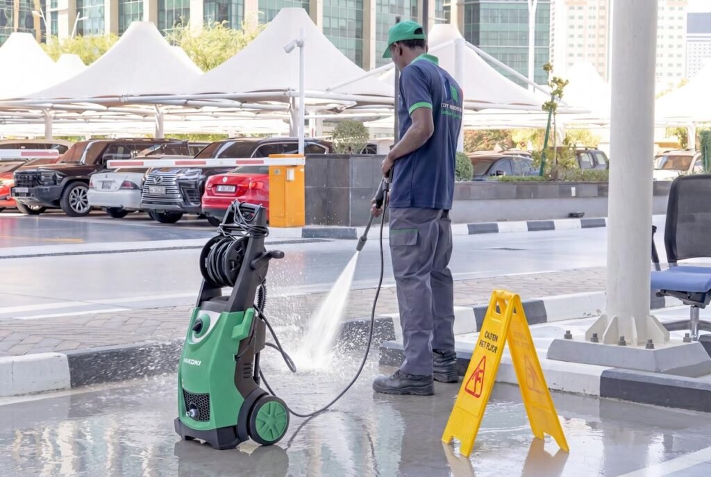 Soft services cleaning team at work in a Qatari facility