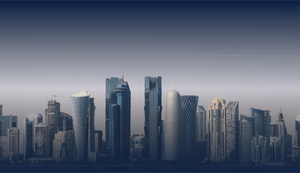 Doha skyline with commercial towers served by I City Services